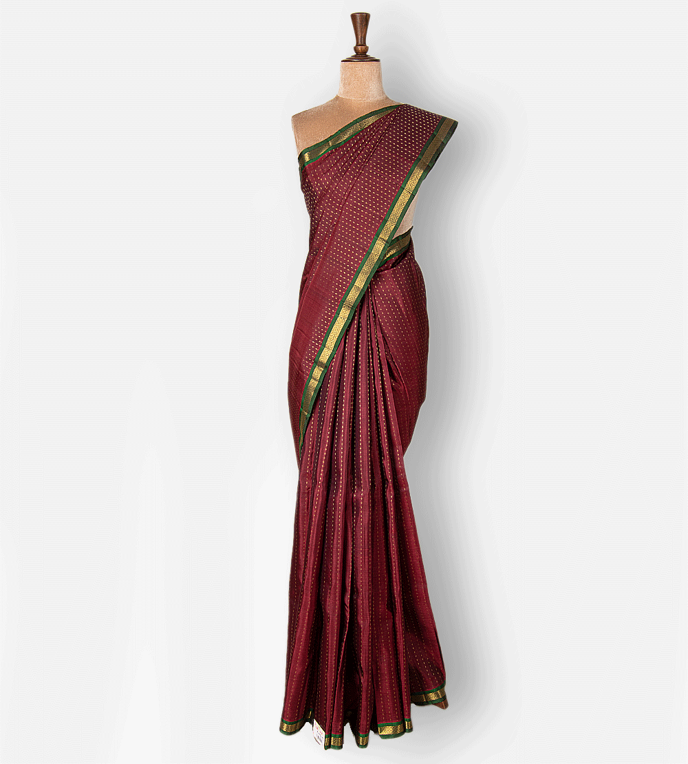 Maroon Pink Kanchipuram Silk Saree