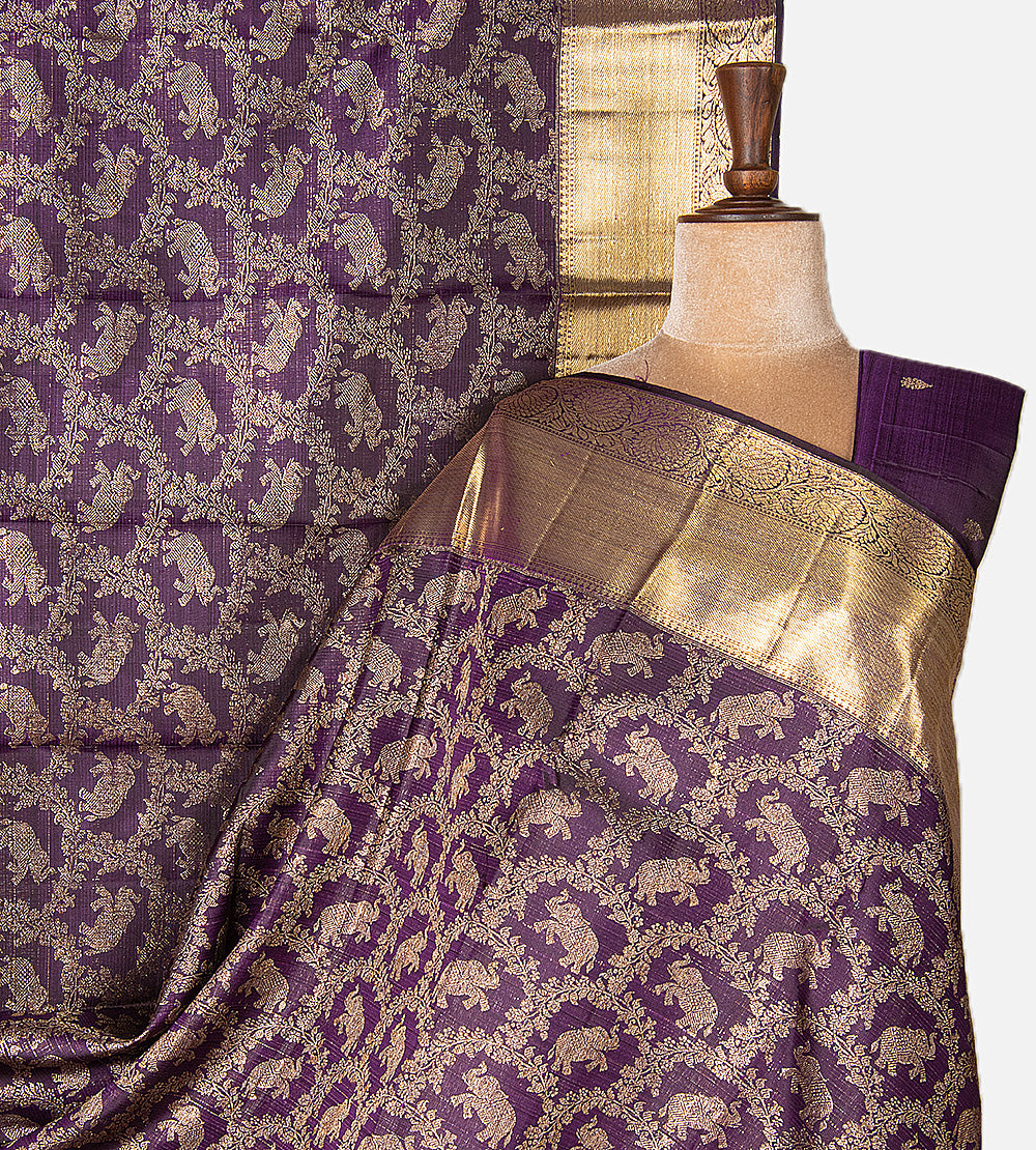 Purple Kanchipuram Silk Saree