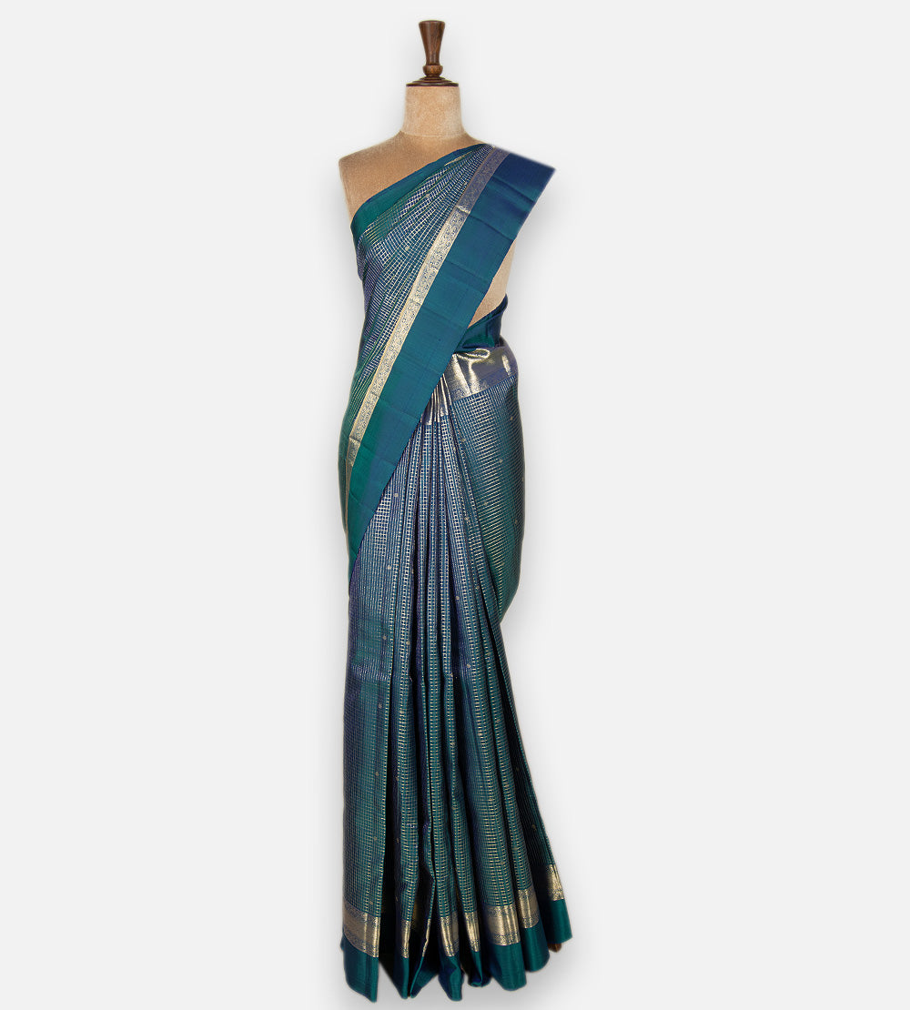 Peacock Blue Kanchipuram Silk Saree