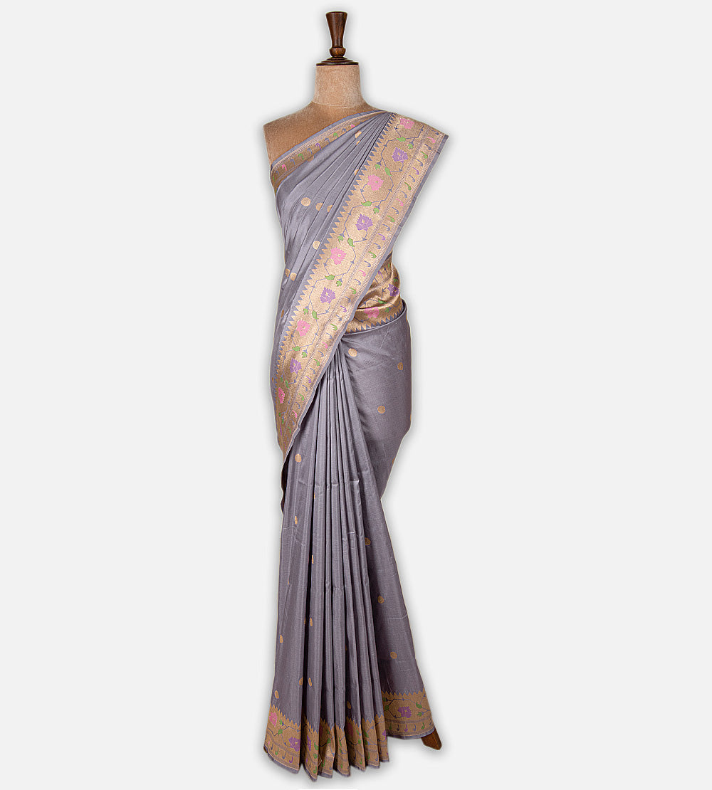 Dusty Lavender Banarasi Silk Saree