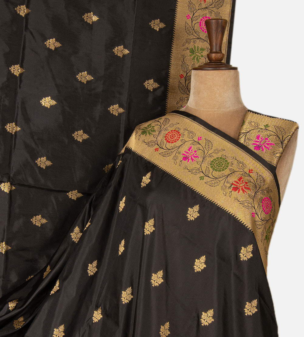 Black Banarasi Silk Saree