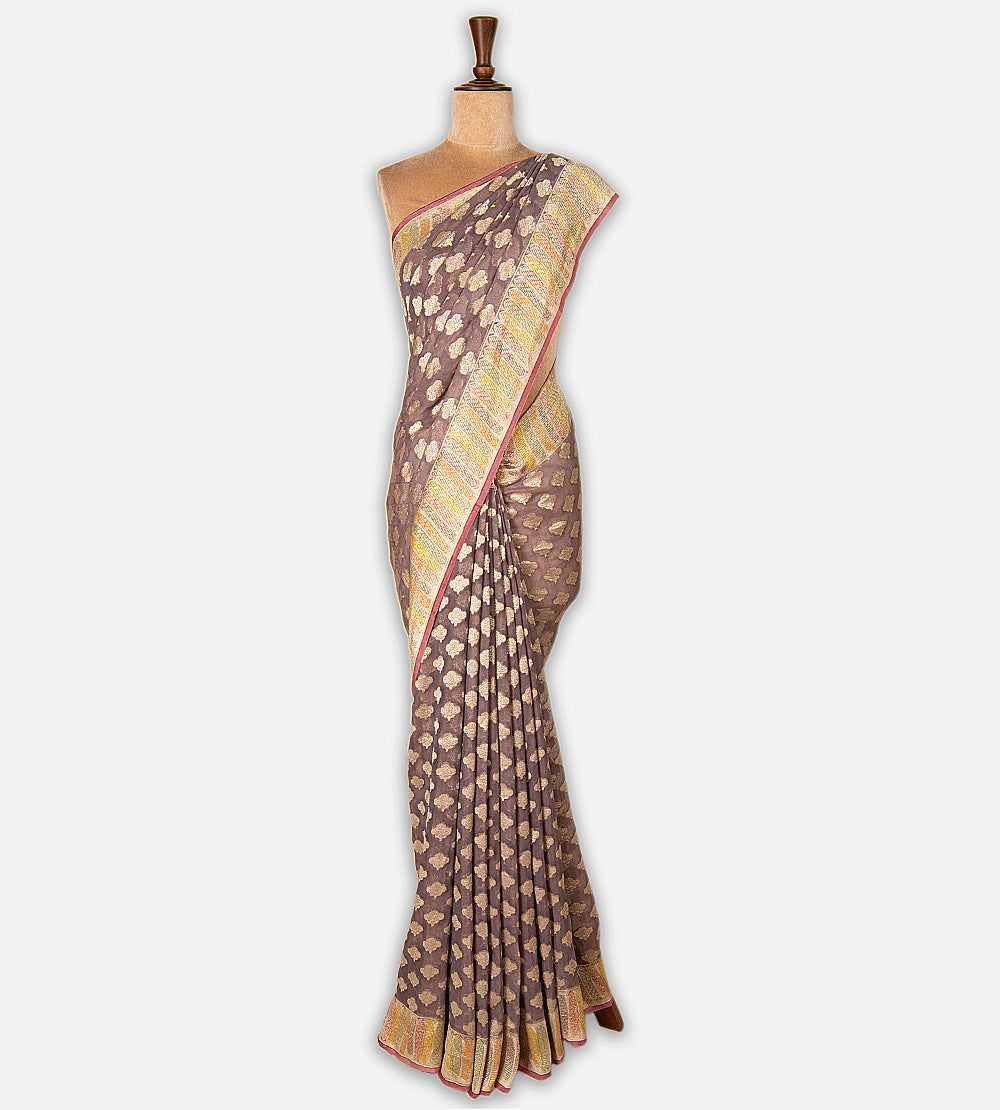 Muted Mauve Banarasi Georgette Saree