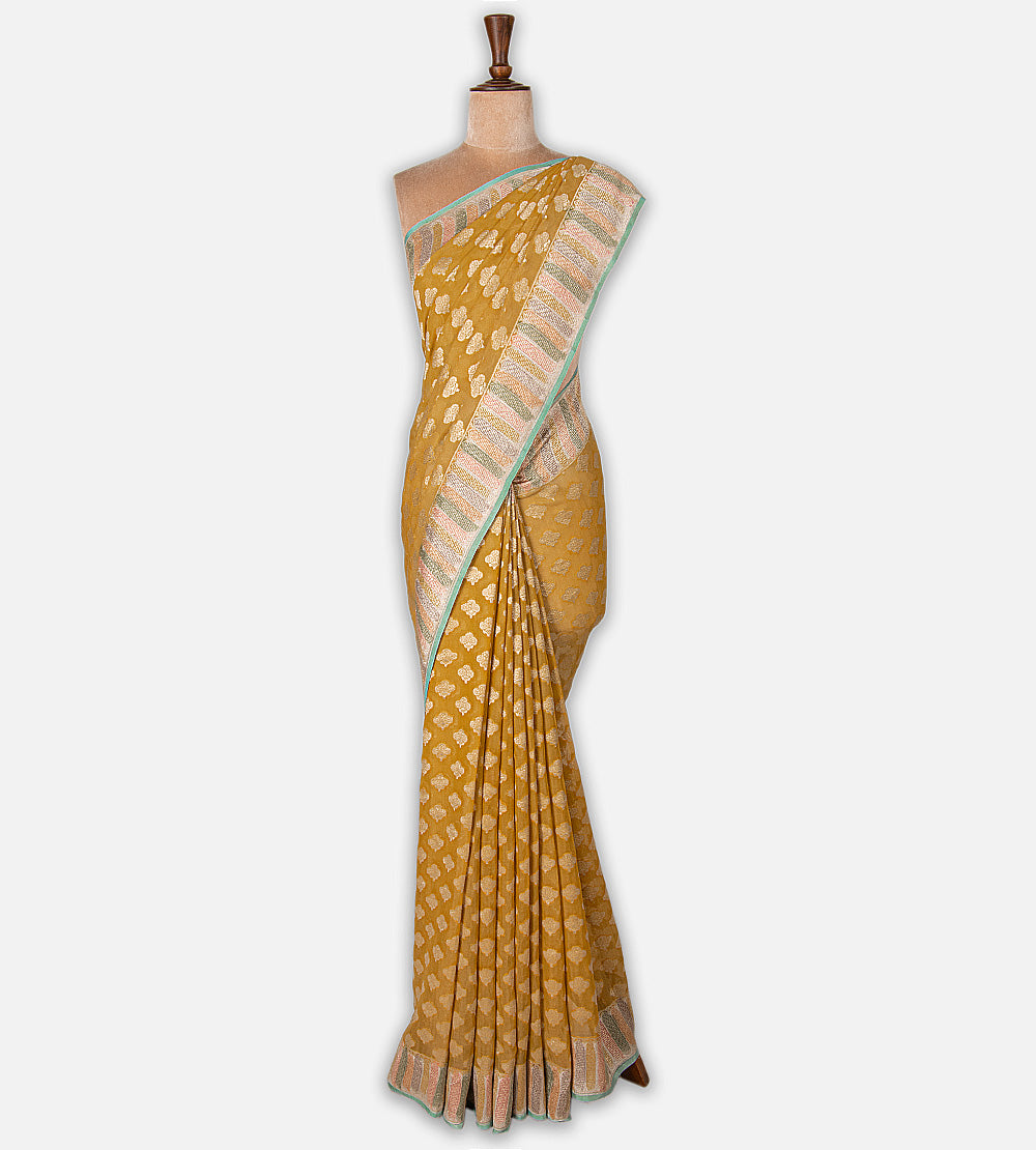 Gold Colour Banarasi Georgette Saree