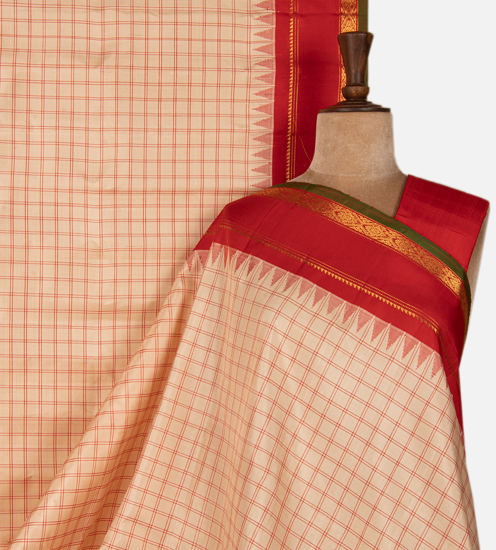 Creme Gadwal Silk Saree