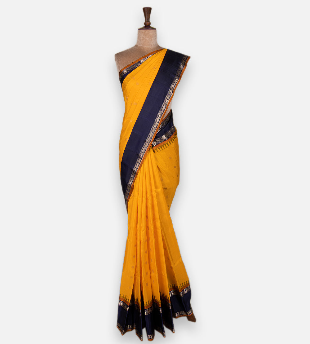 Yellow Gadwal Silk Saree