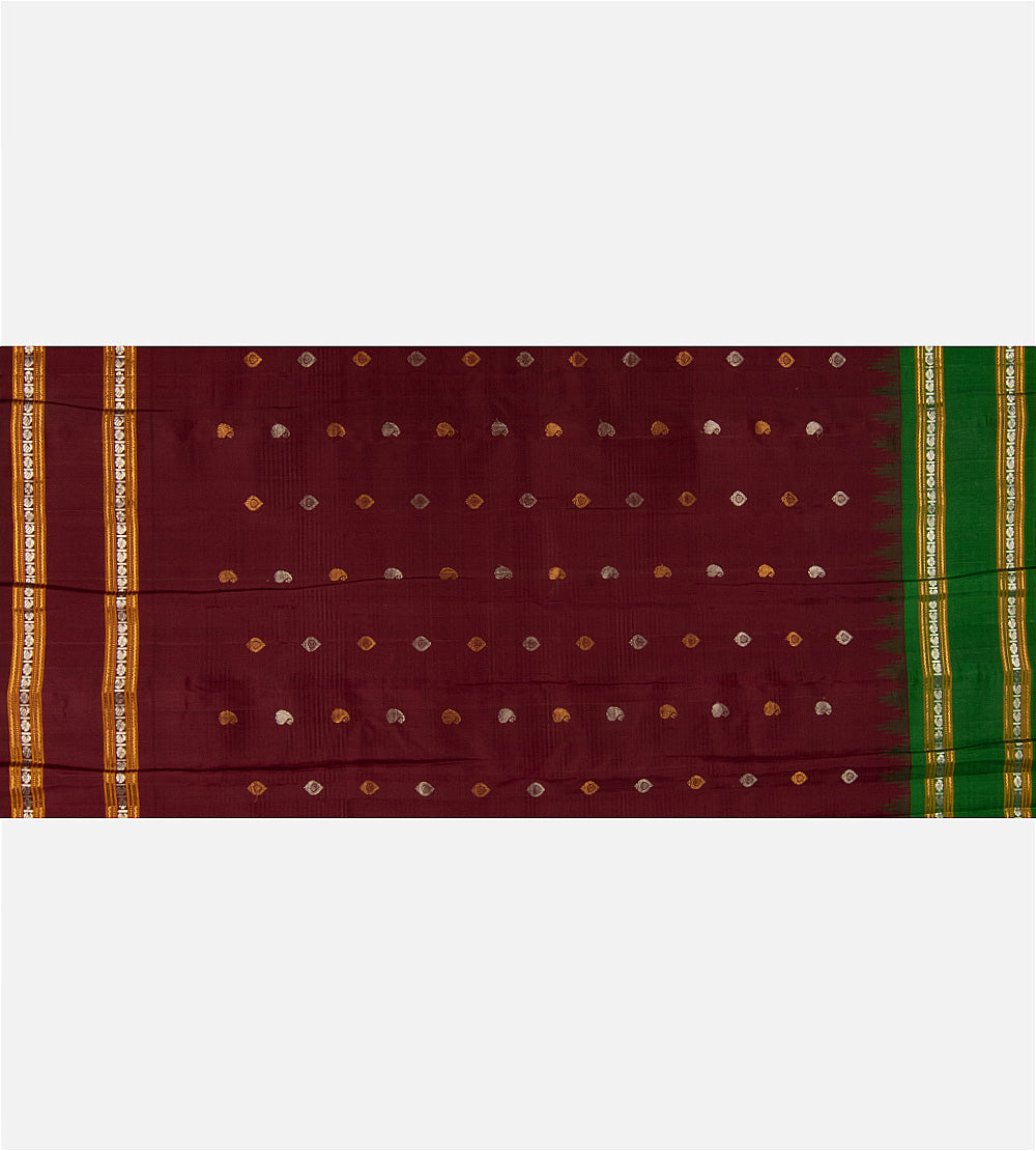 Off-White and Beige Gadwal Silk Saree