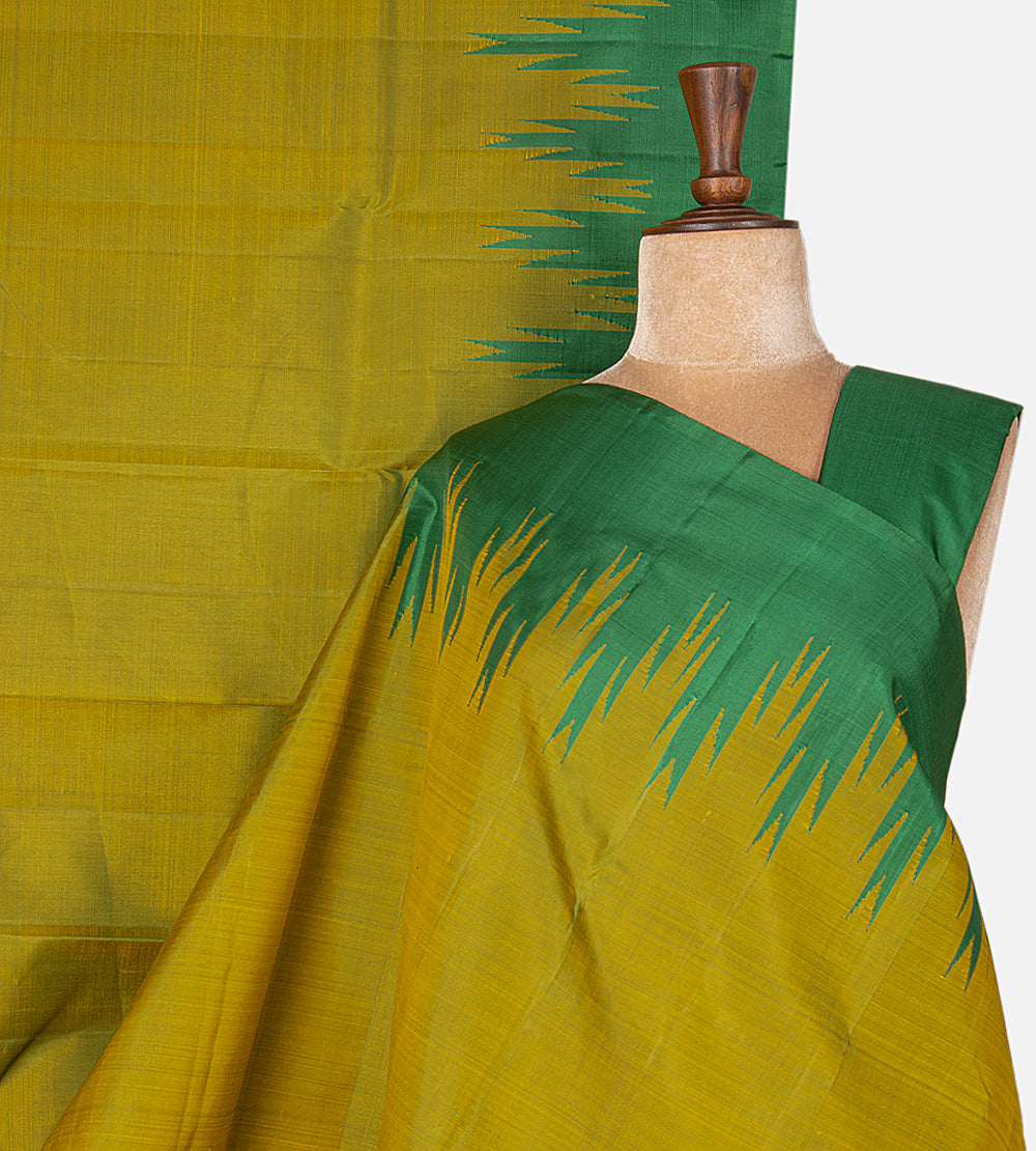 Yellowish Green Kanchipuram Silk Saree