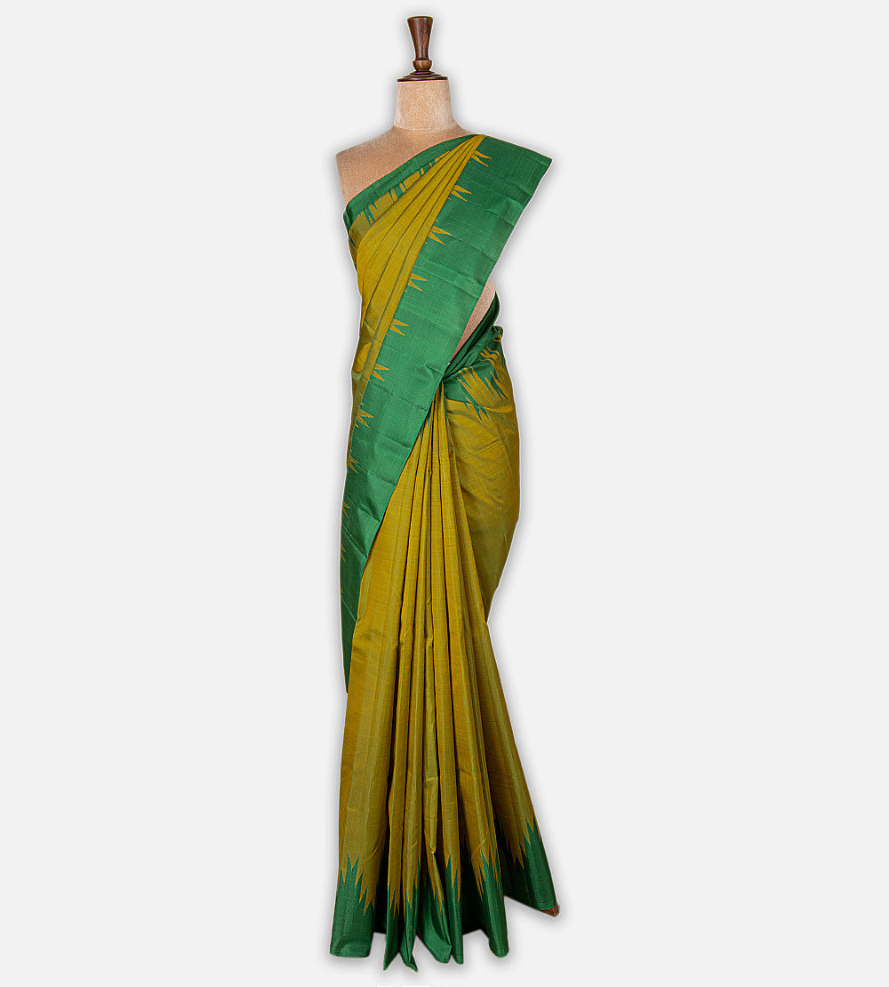 Yellowish Green Kanchipuram Silk Saree