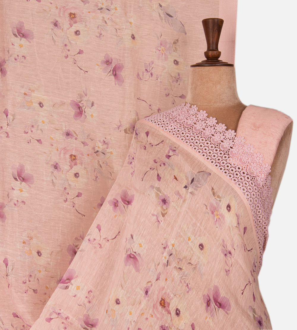 Pastel Pink Linen Saree
