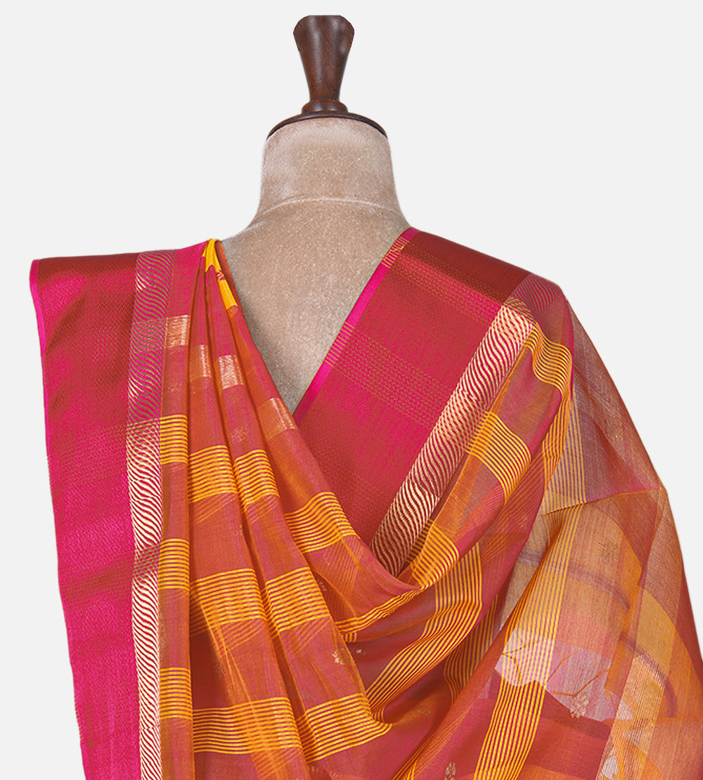 Yellow Maheshwari Cotton Saree