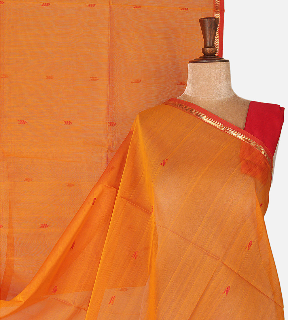 Orange Maheshwari Cotton Saree