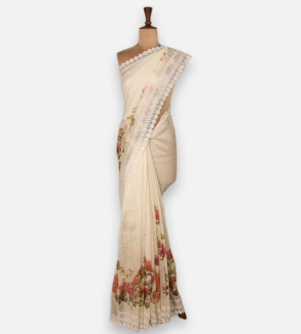 Off-White Linen Saree