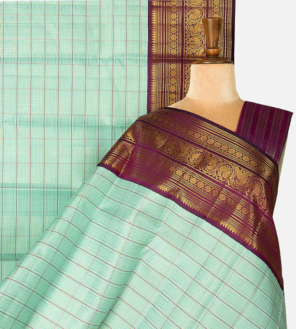Mint Green Kanchipuram Silk Saree