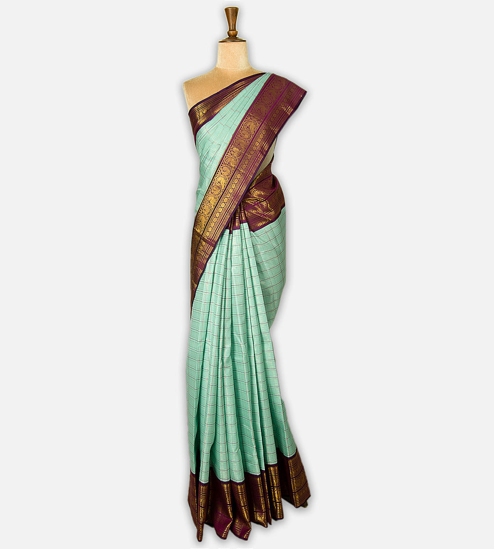 Mint Green Kanchipuram Silk Saree