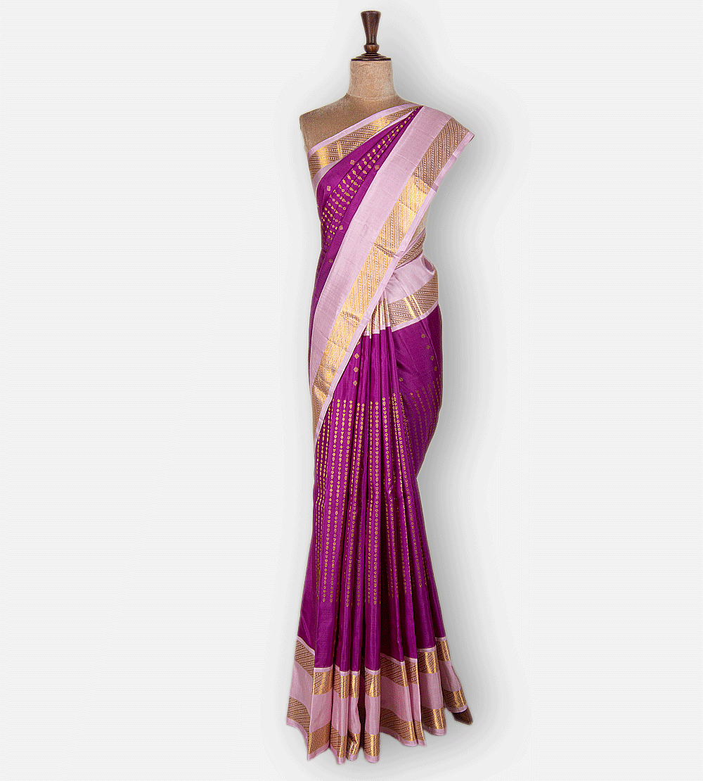 Bright Purple Kanchipuram Silk Saree