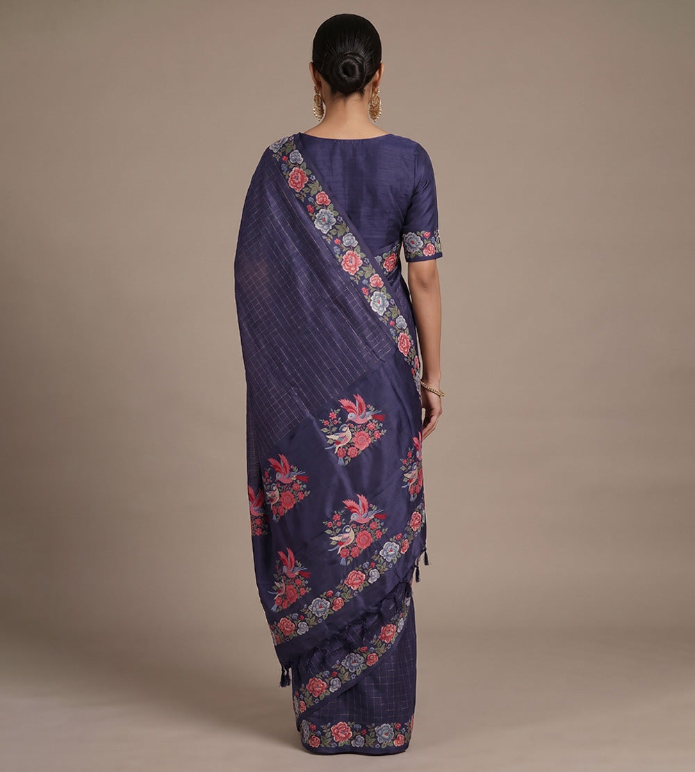 Blue Tussar Saree
