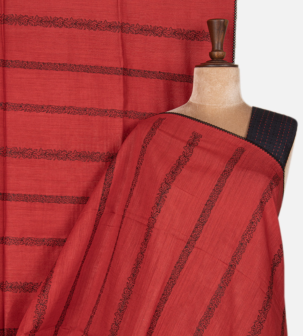 Red Moonga Tussar Saree