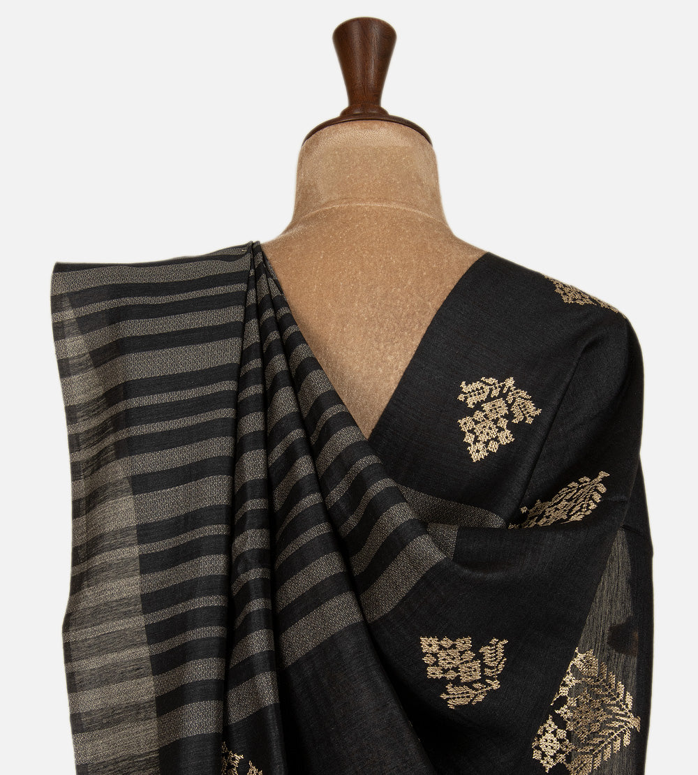 Black Moonga Tussar Saree