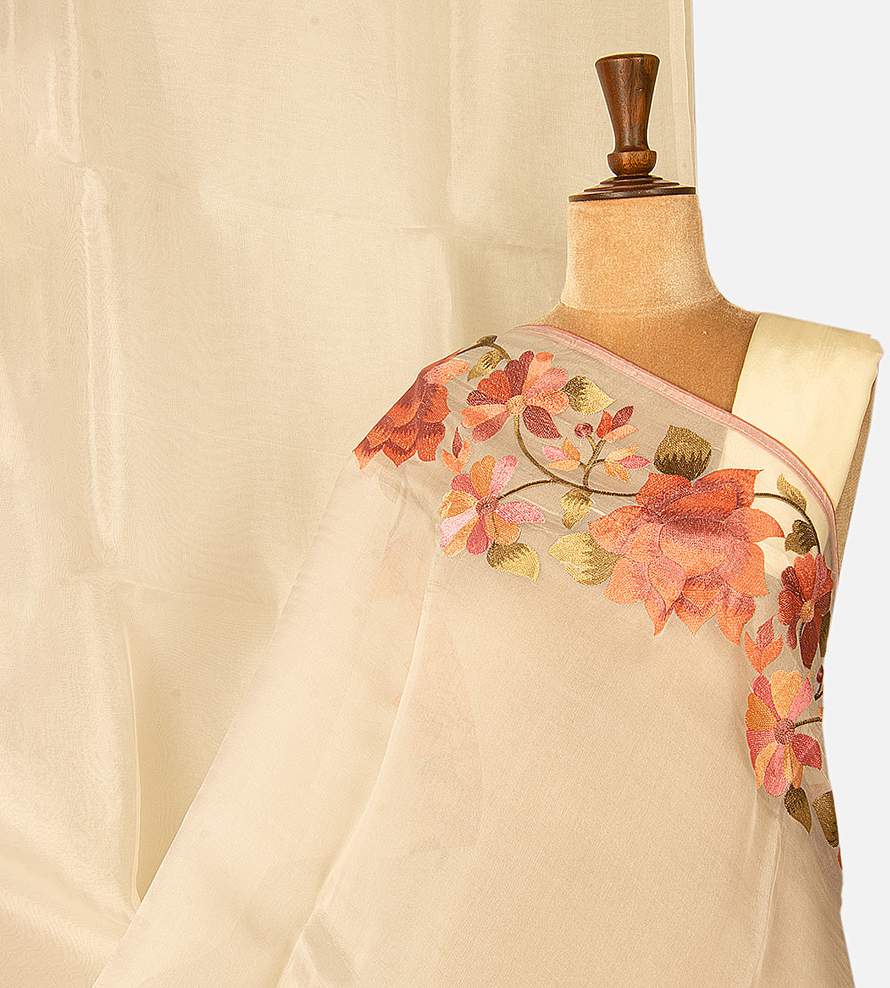 Light Beige Organza Saree
