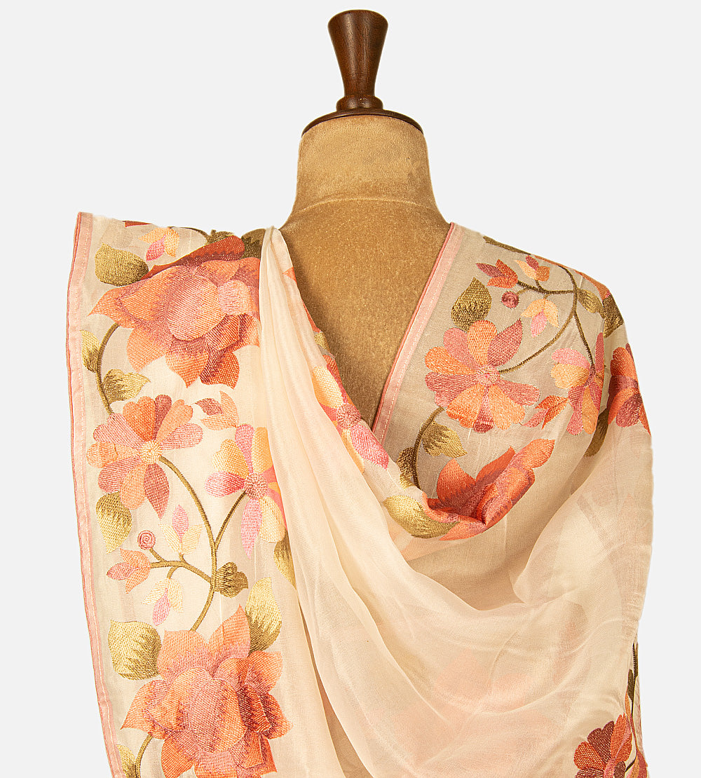 Light Beige Organza Saree