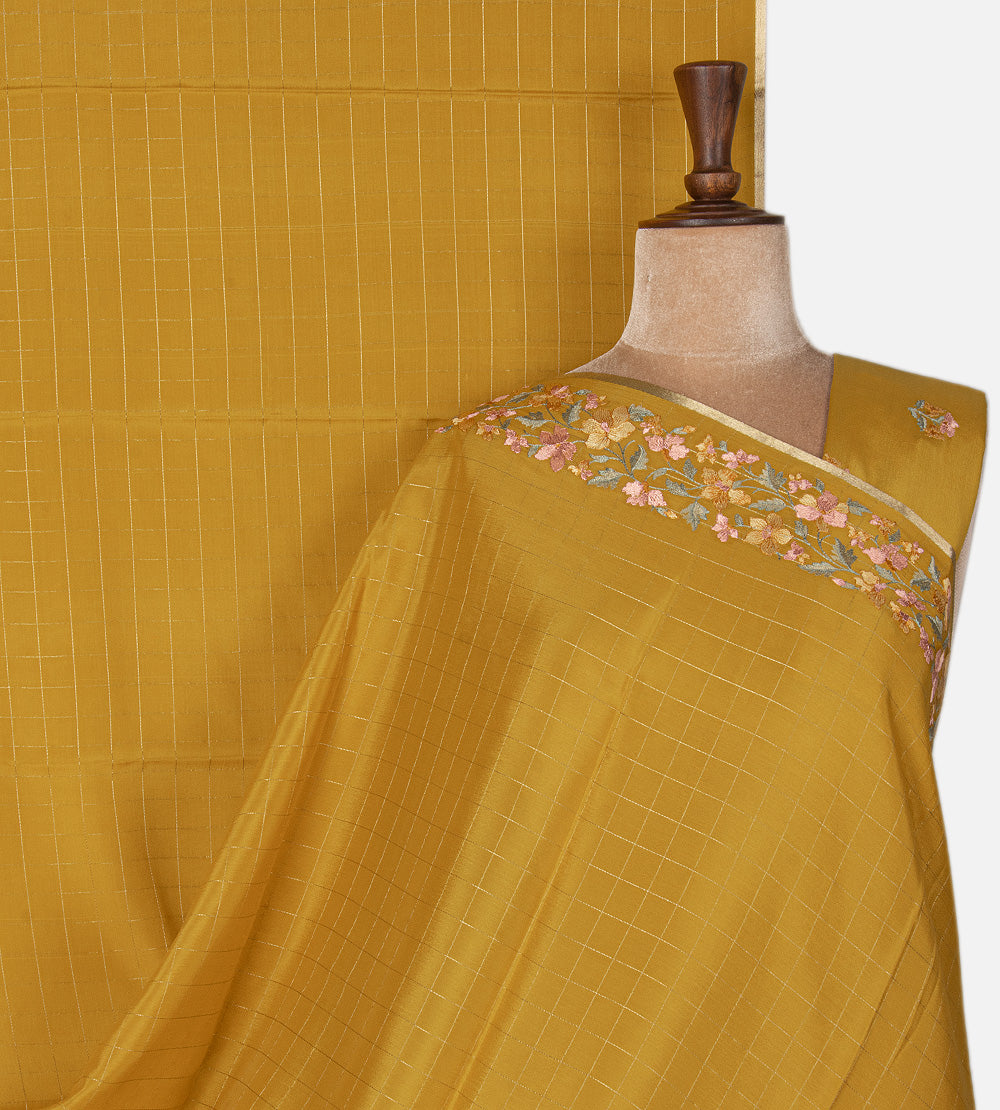 Yellow Mysore Crepe Saree
