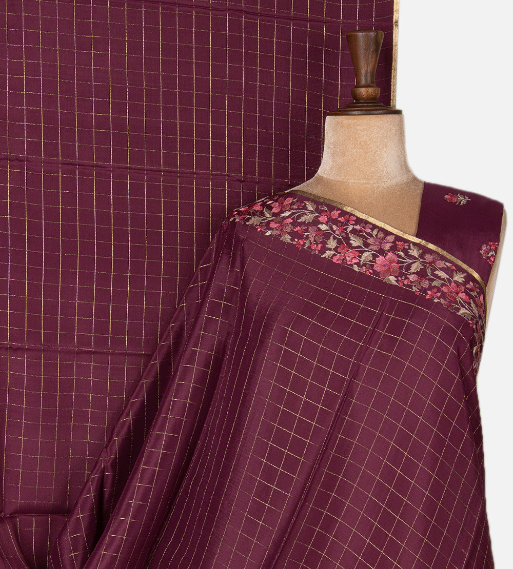 Dark Pink Mysore Crepe Saree