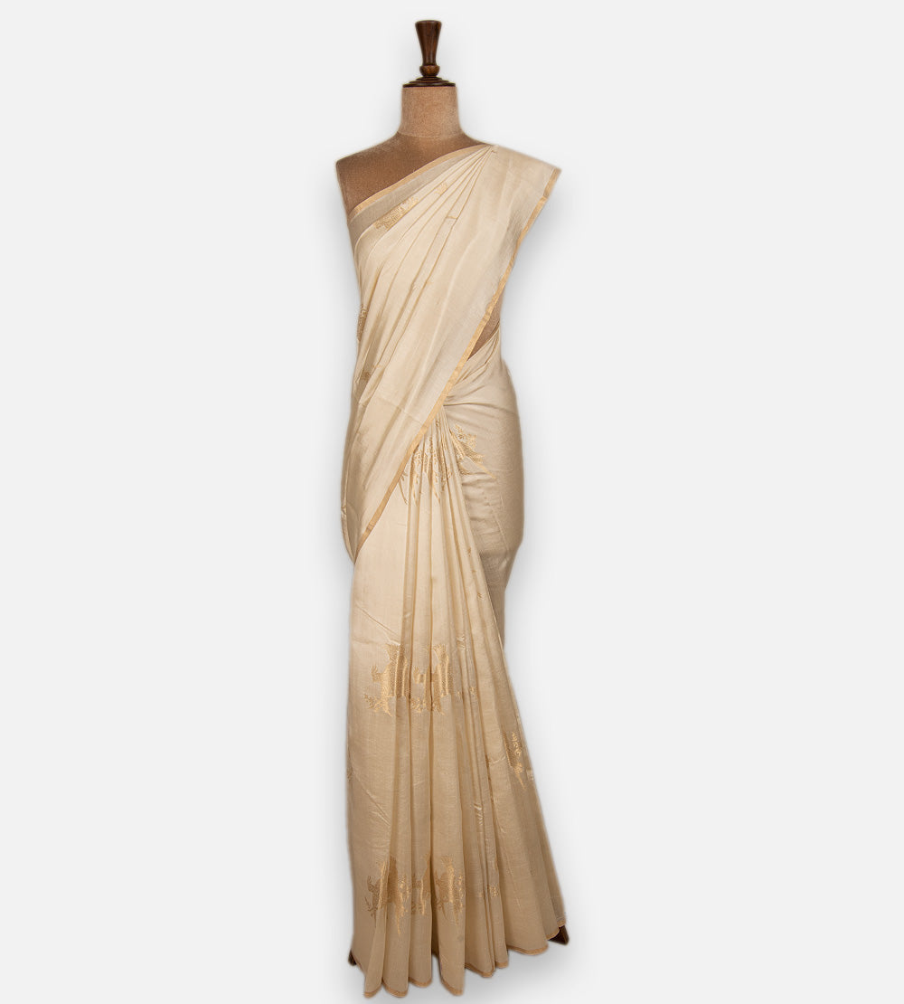 Light Beige Chaniya Silk Saree