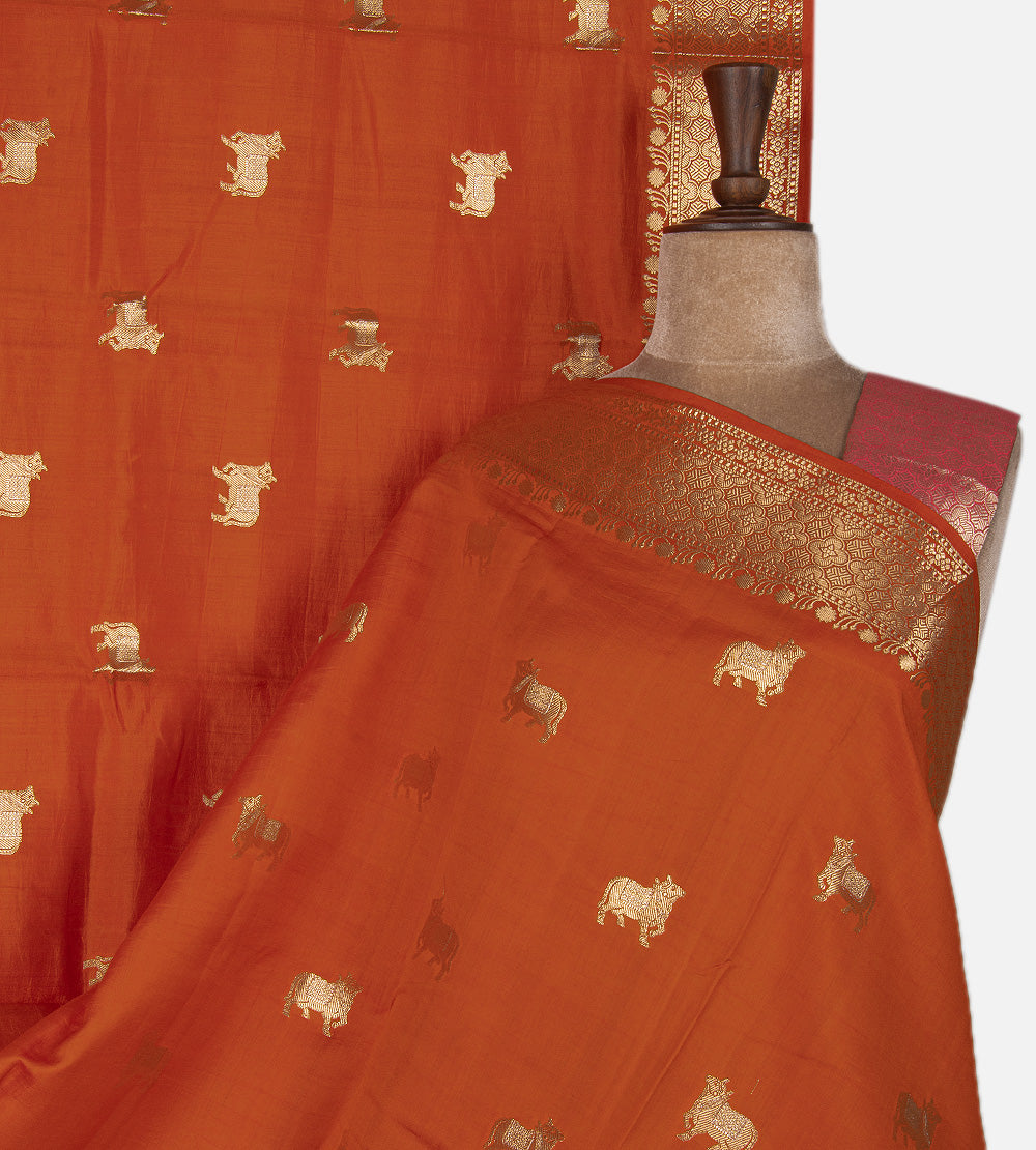 Orange Chaniya Silk Saree