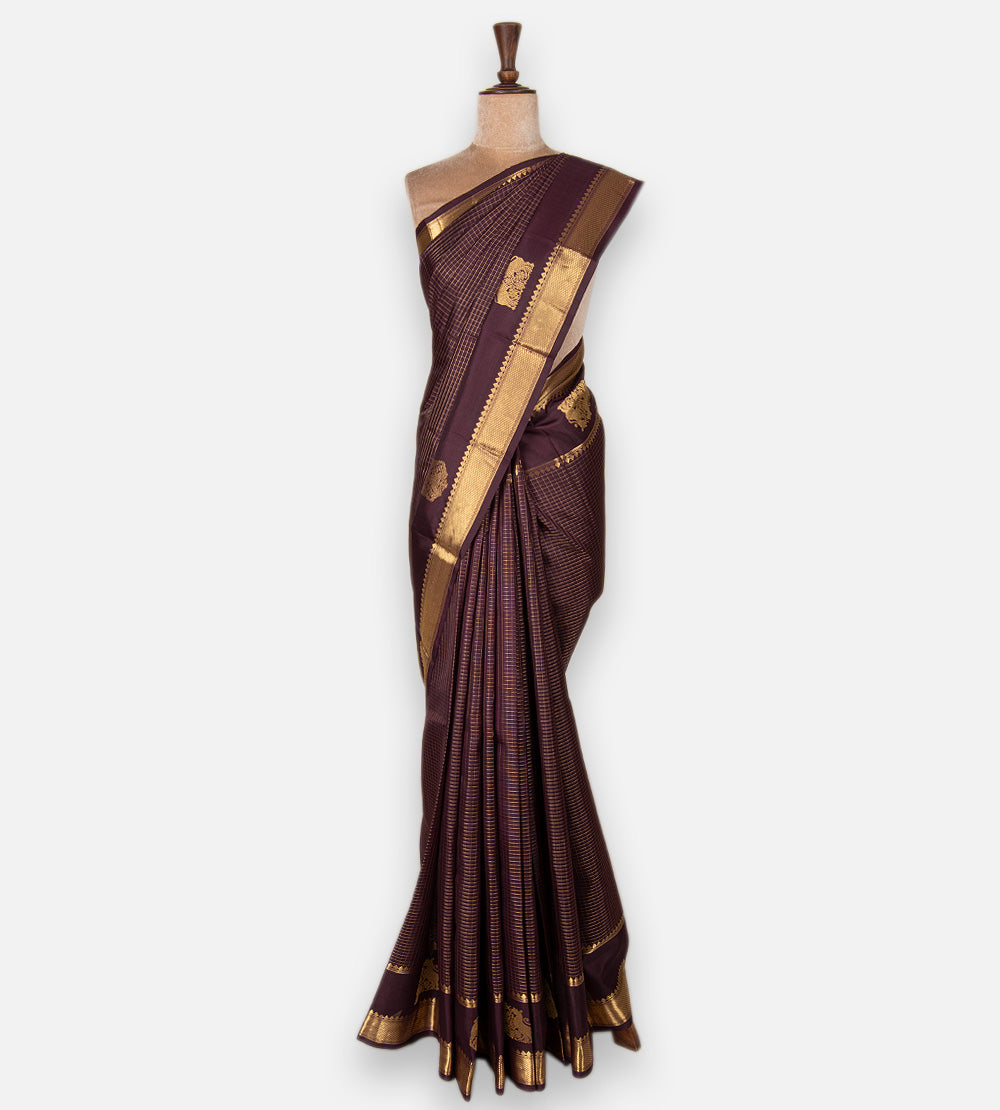 Aubergine Purple Kanchipuram Silk Saree