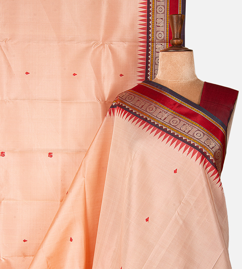Peach Kanchipuram Silk Saree