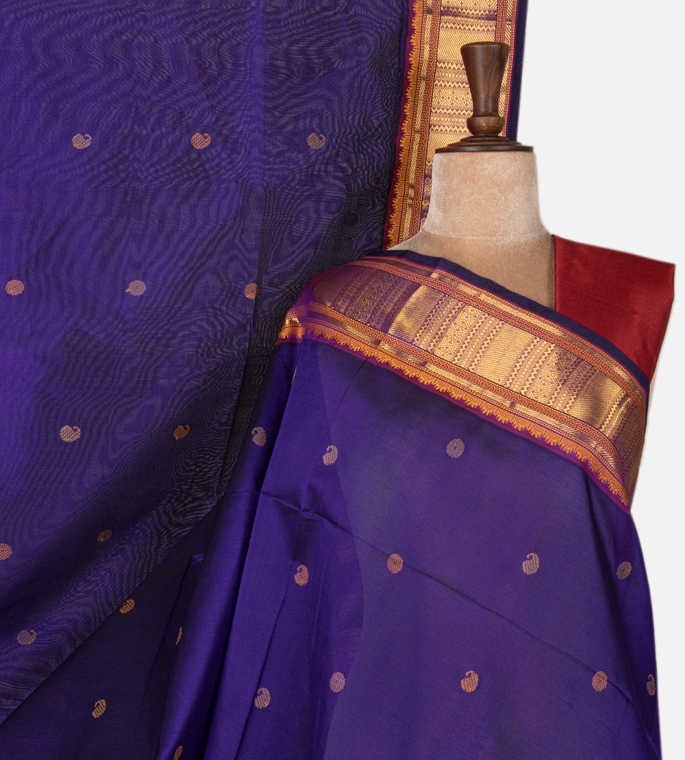 Violet Cotton Silk Saree