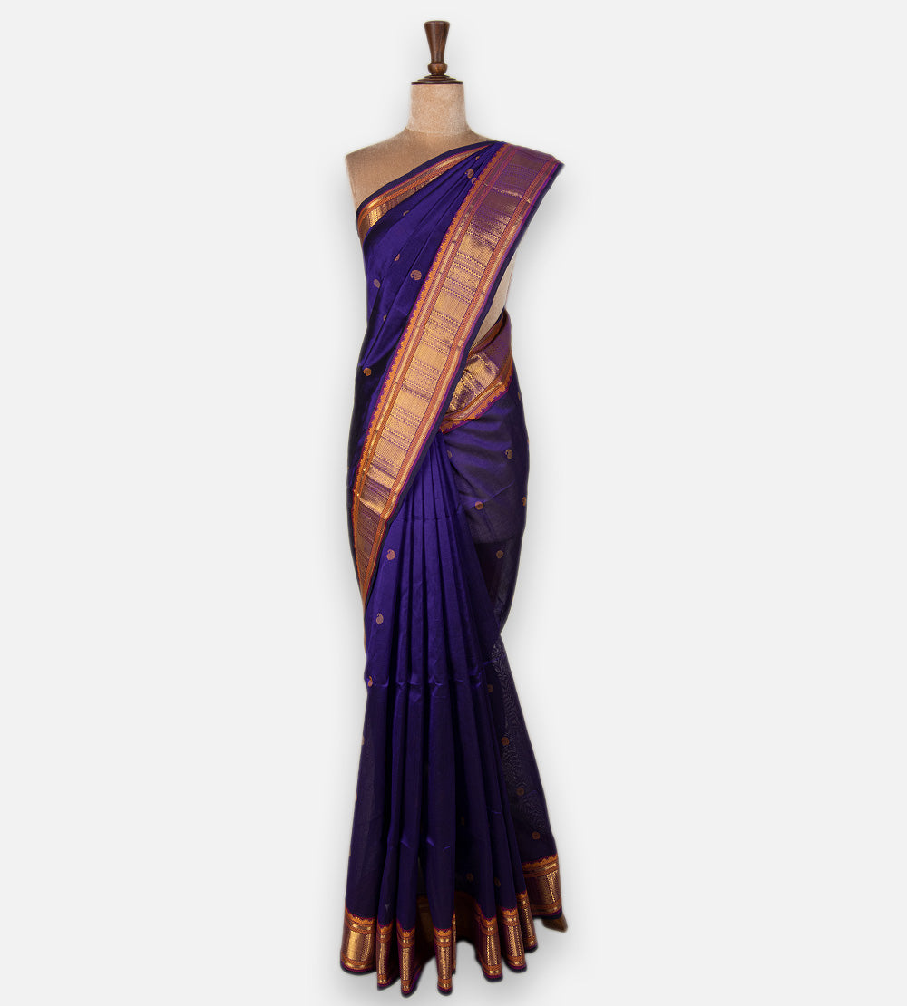 Violet Cotton Silk Saree
