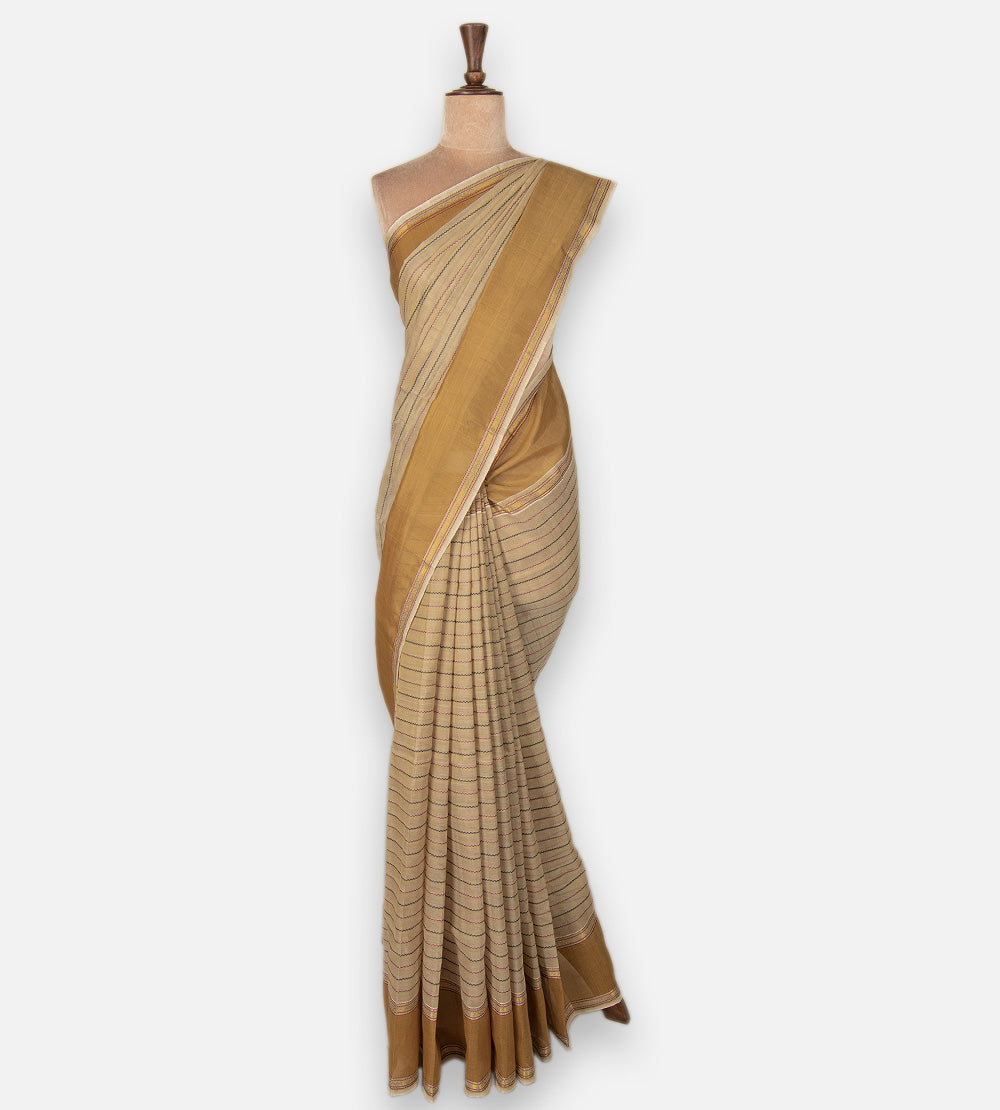Deep Creme Cotton Silk Saree