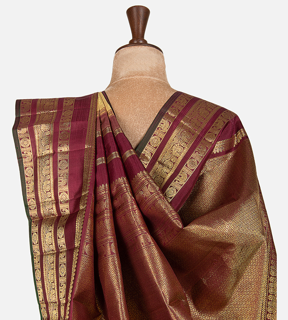 Golden mustard yellow Kanchipuram Silk Saree