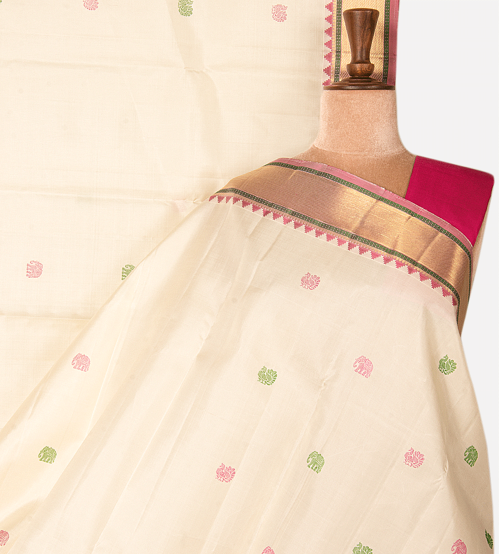Off-White Kanchipuram Silk Saree