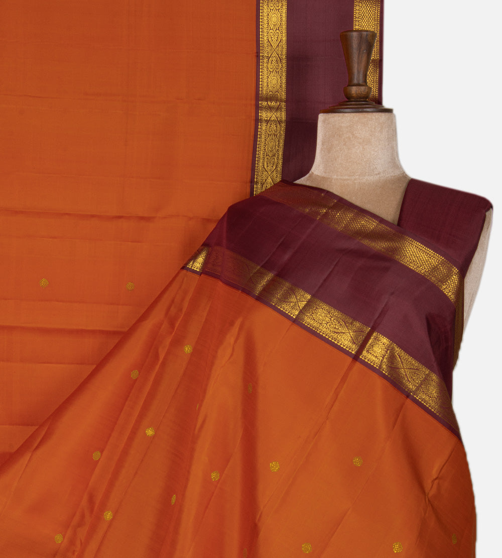 Rust Red Kanchipuram Silk Saree
