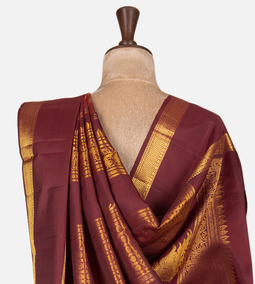 Rust Red Kanchipuram Silk Saree
