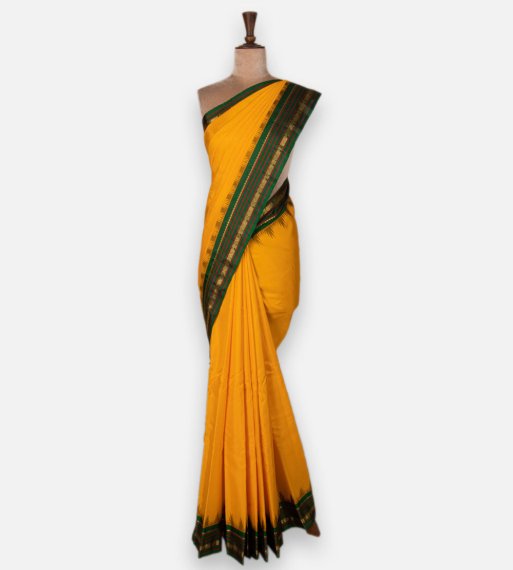 Yellow Gadwal Silk Saree
