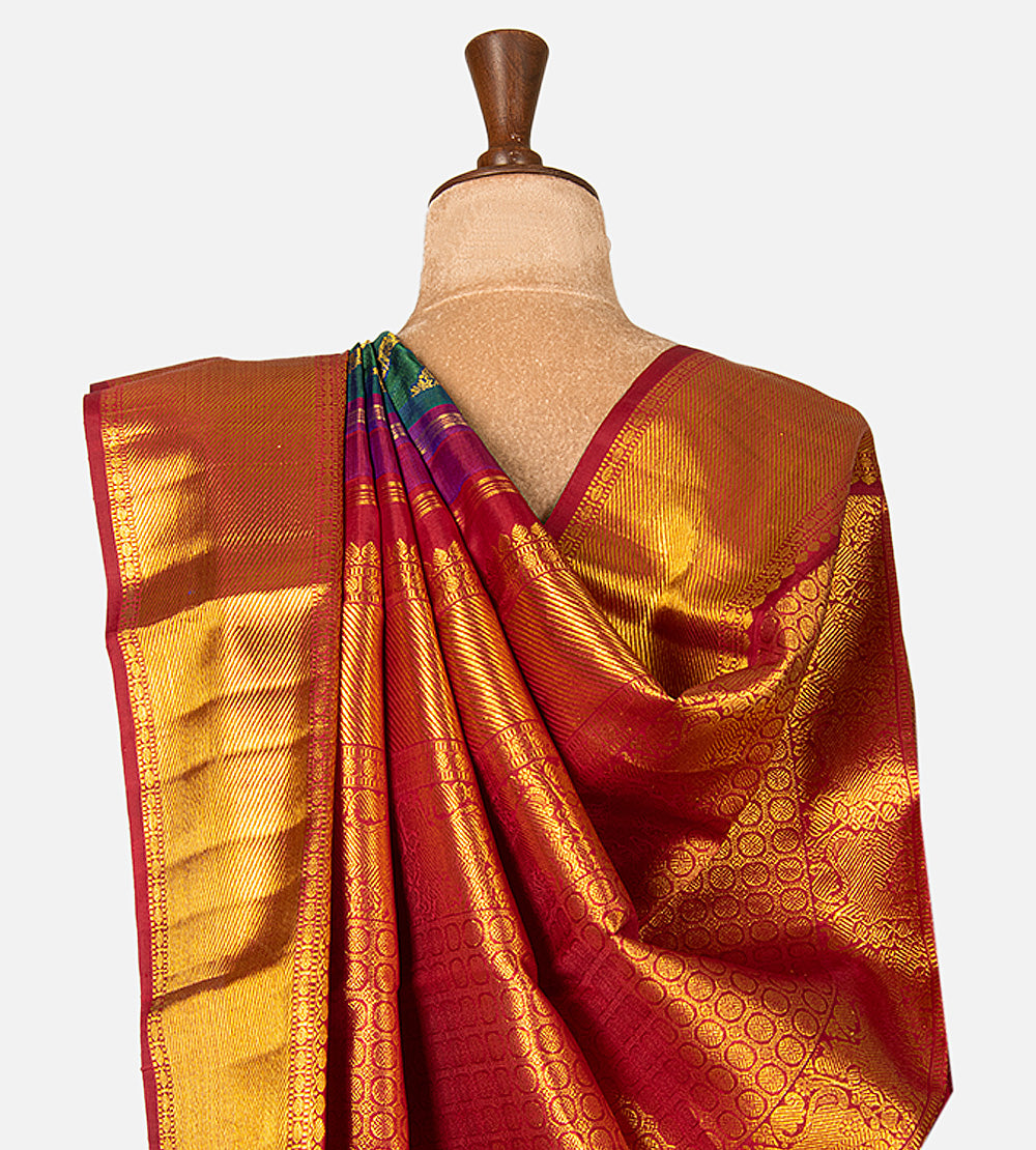 Green and Blue Kanchipuram Silk Saree
