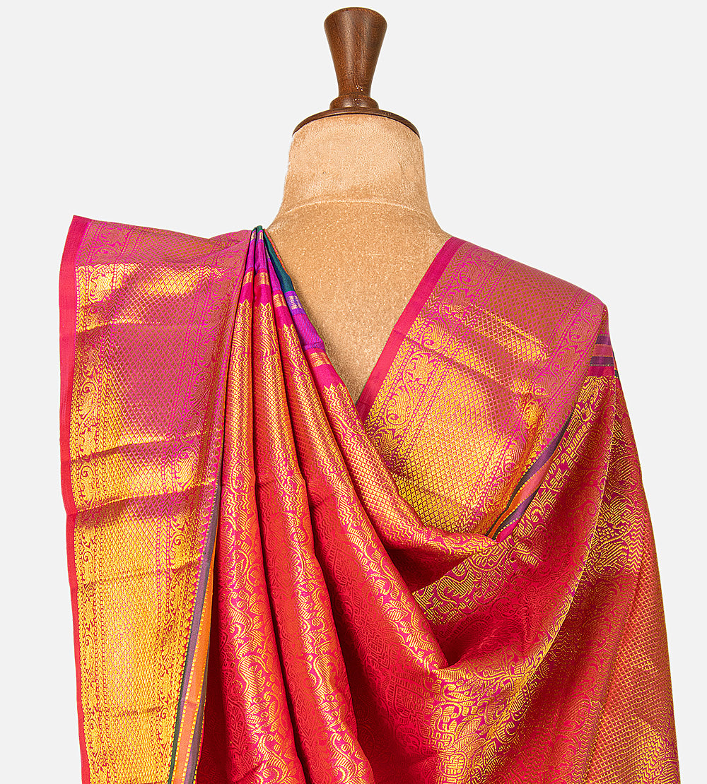 Peacock Blue Kanchipuram Silk Saree