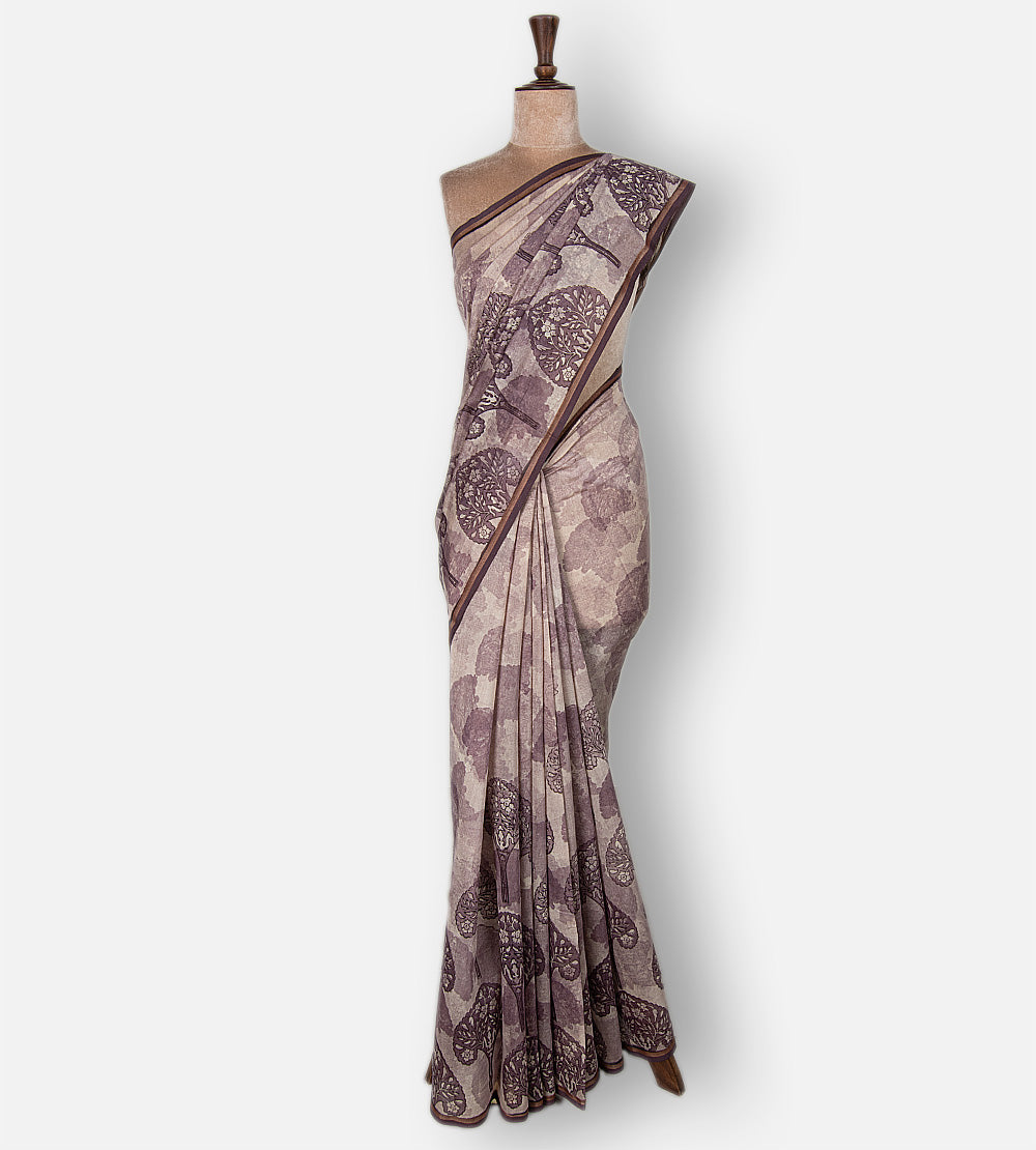 Aubergine Purple Chanderi Cotton Saree