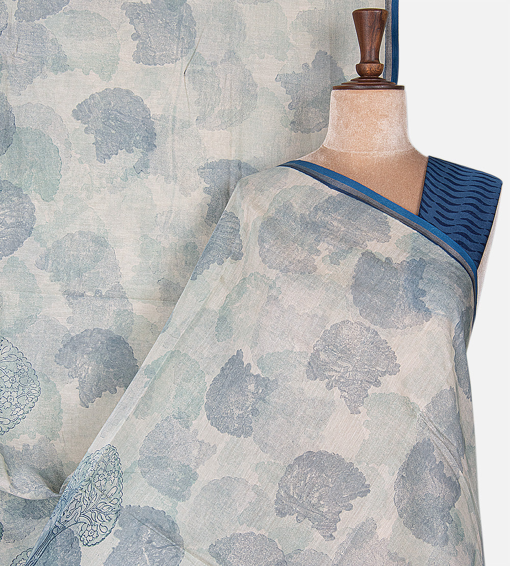 Light Blue Chanderi Cotton Saree