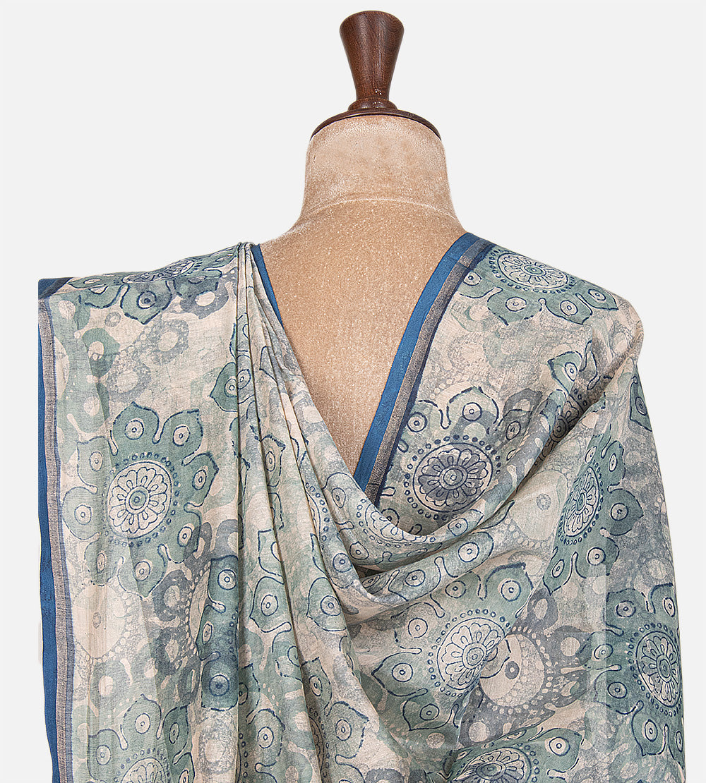 Light Blue Chanderi Cotton Saree