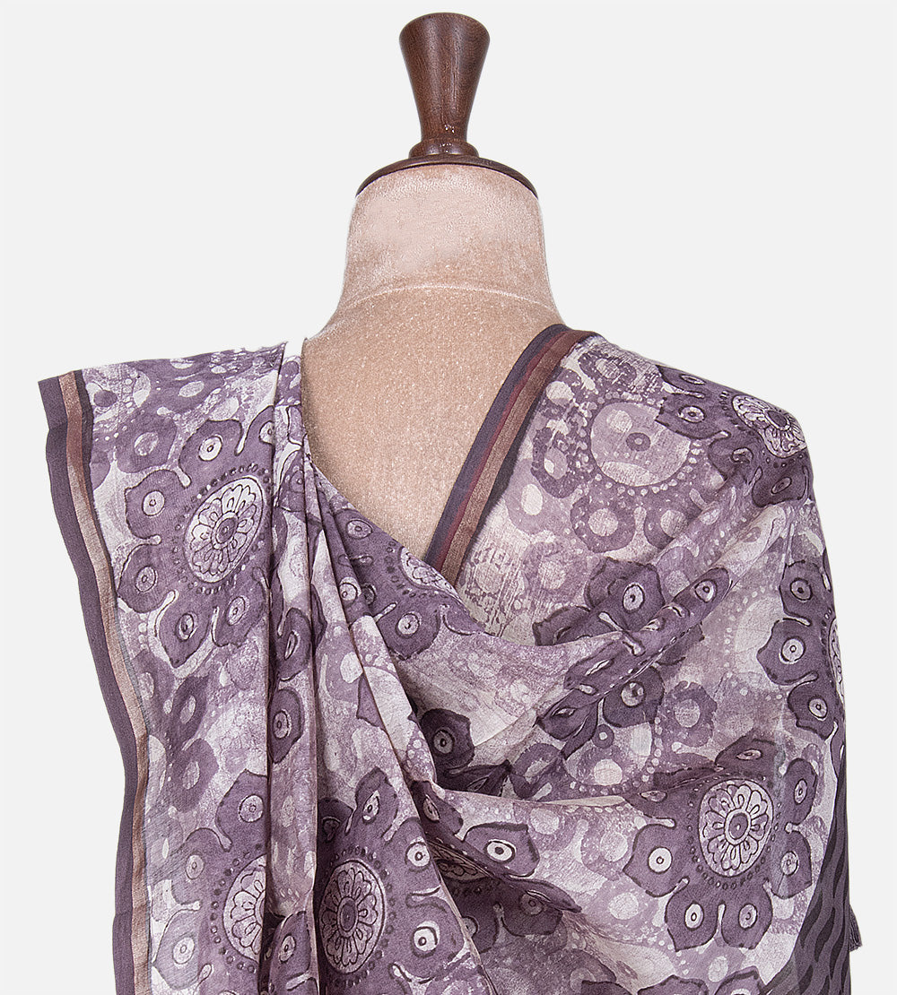 Light Purple Chanderi Cotton Saree