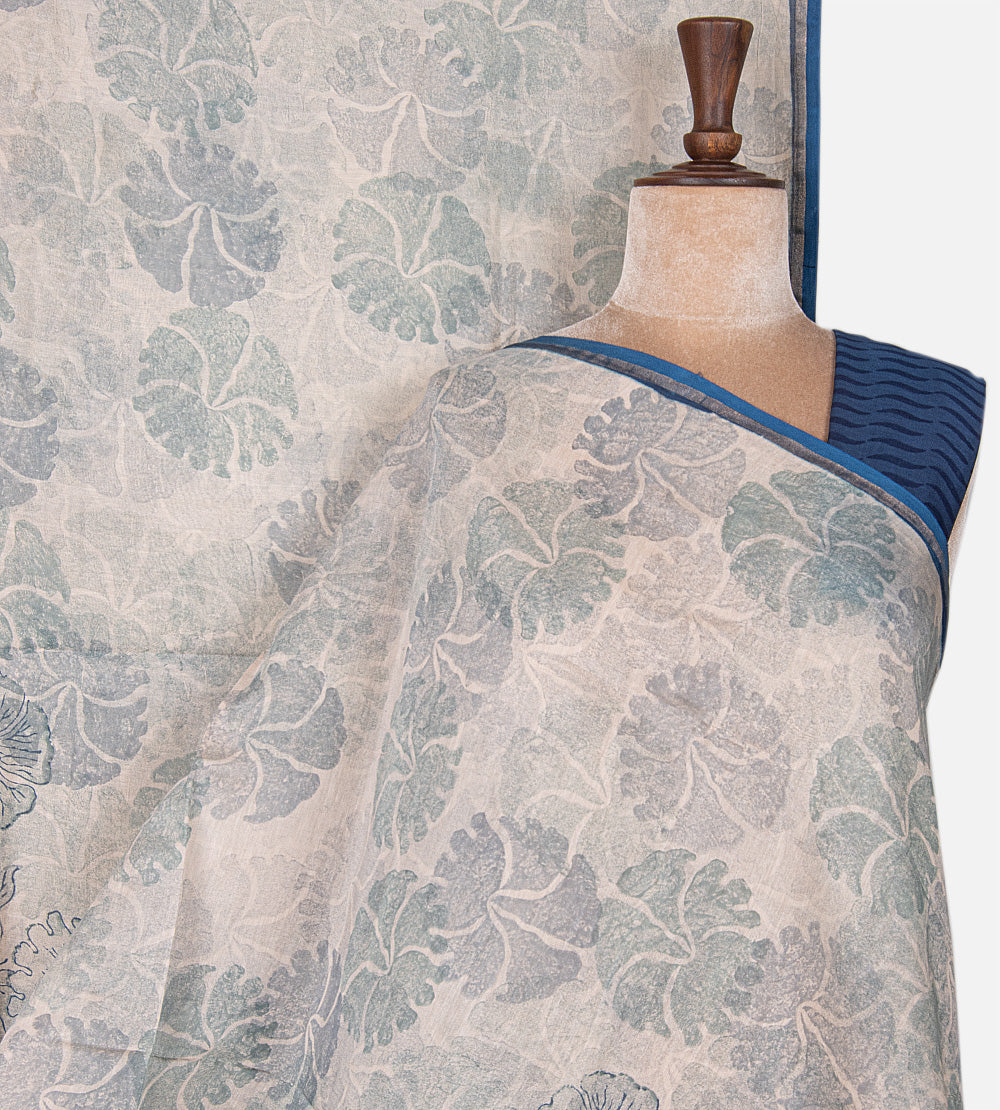 Light Blue Chanderi Cotton Saree