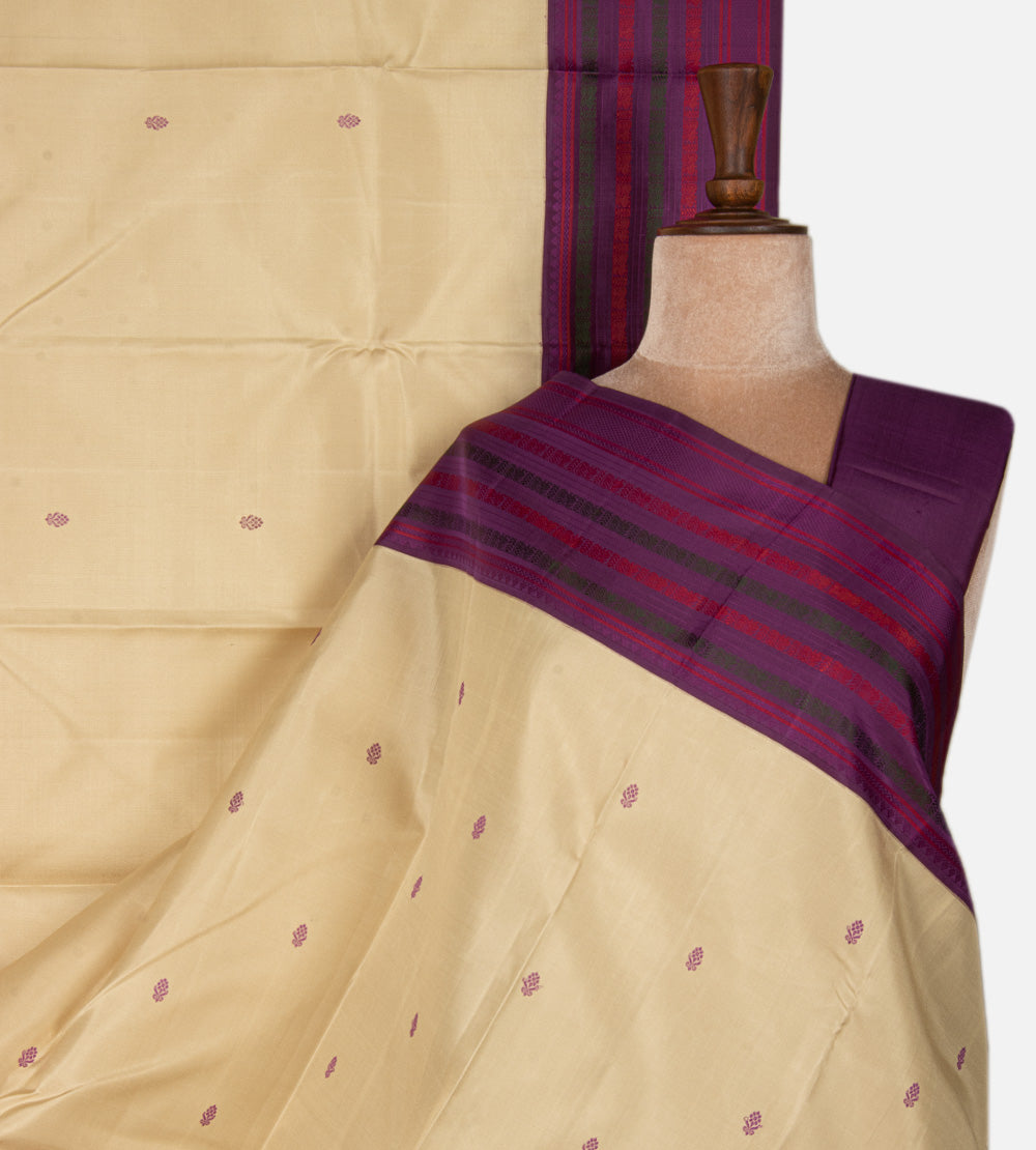 Creme Kanchipuram Silk Saree