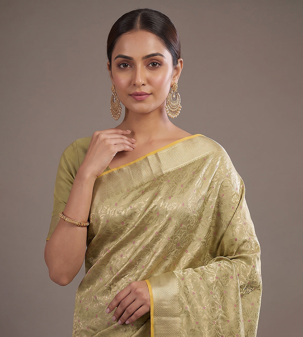 Light Green Banarasi Crepe Saree