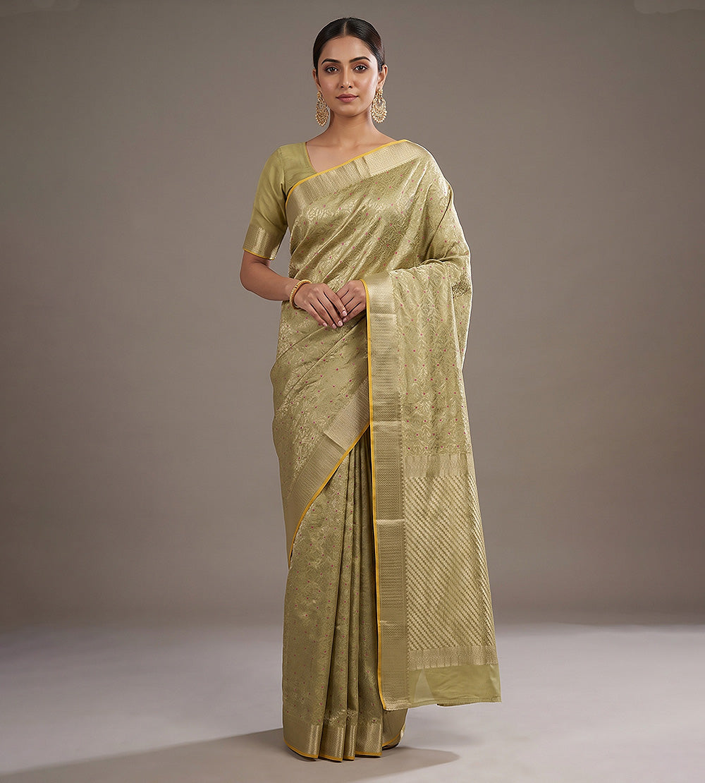 Light Green Banarasi Crepe Saree