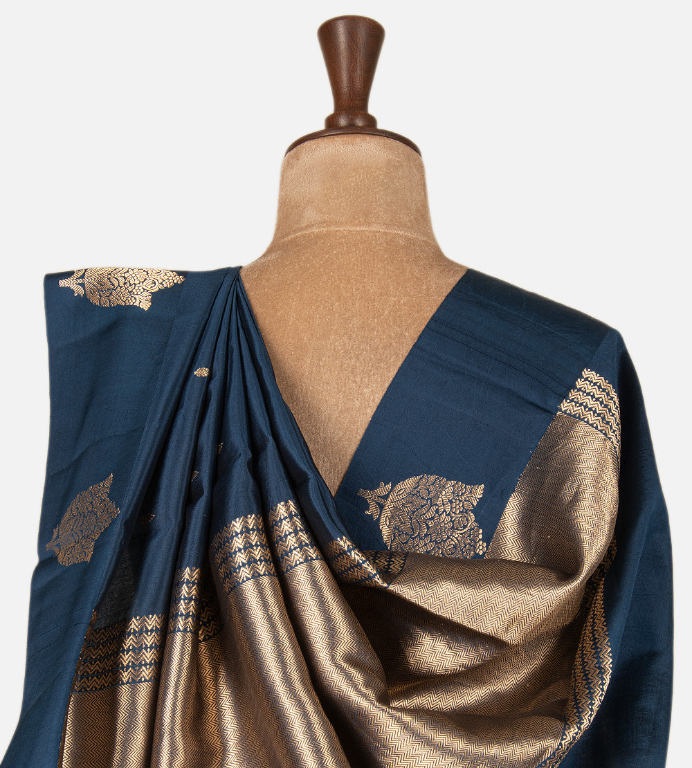Blue Banarasi Kattan Silk Saree