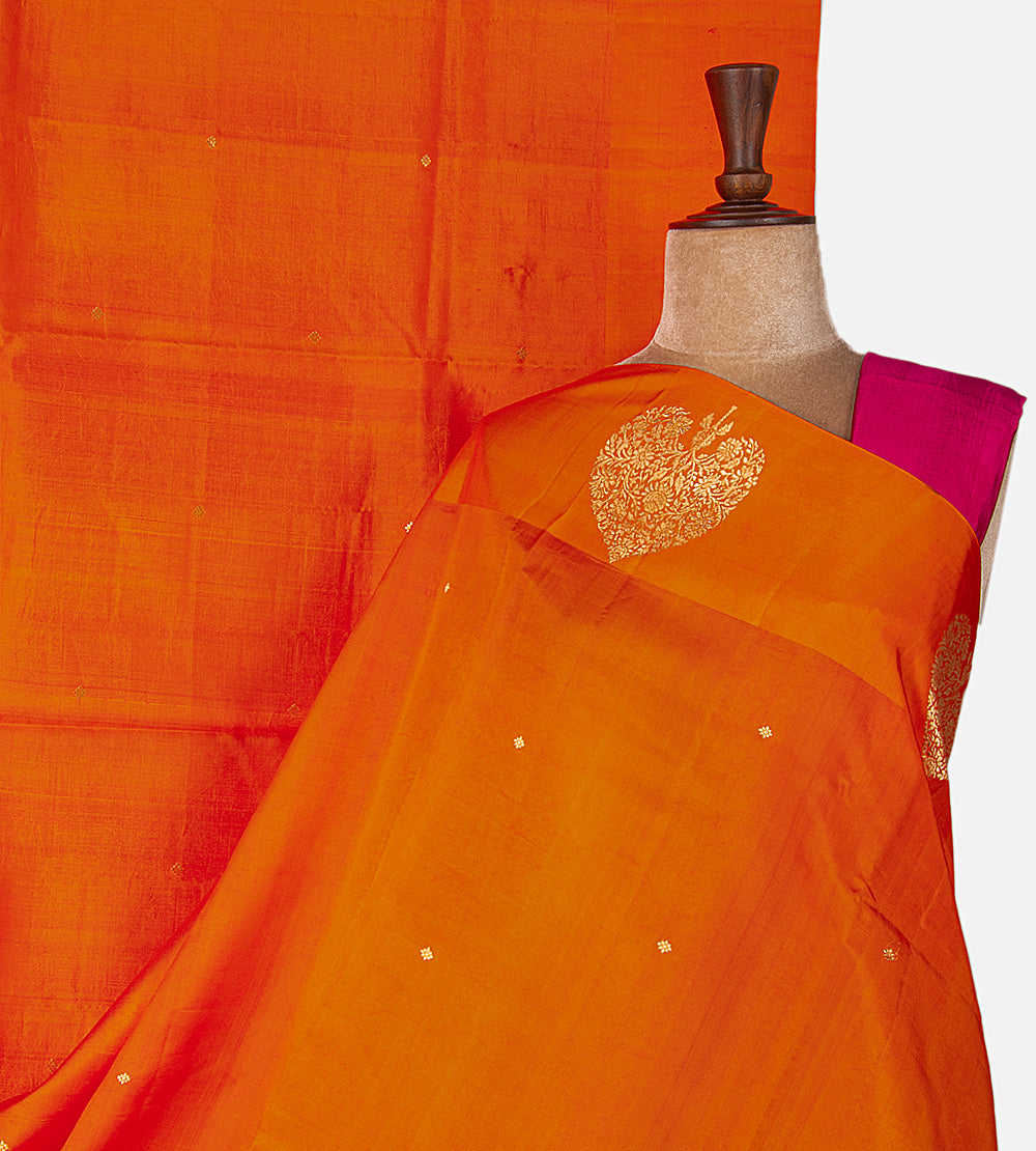 Orange Banarasi Kattan Silk Saree